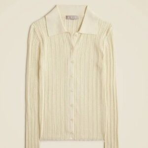 J Crew Ribbed tulle trim sweater